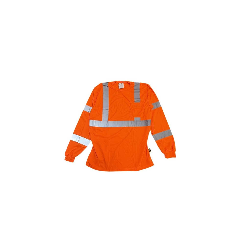 OccuNomix Shirt Mens Large Orange Hi Vis Class 3 Reflective Long‎ Sleeve Work